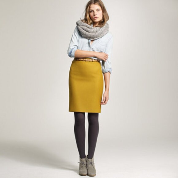 J.Crew No. 2 pencil skirt double-serge wool yellow 6p - Picture 2 of 6